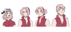 Sakura in versione maschile in età differenti